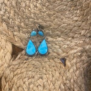 Blue Turquoise Sterling Silver Teardrop Earrings